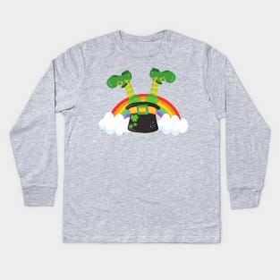 Saint Patrick's Day, Leprechaun Hat, Rainbow Kids Long Sleeve T-Shirt